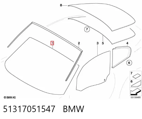 Лобовое стекло 51317051547 BMW