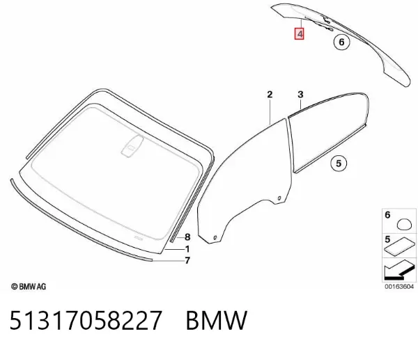 Стекло багажника двери 3/5-й задней (ляды) 51317058227 BMW