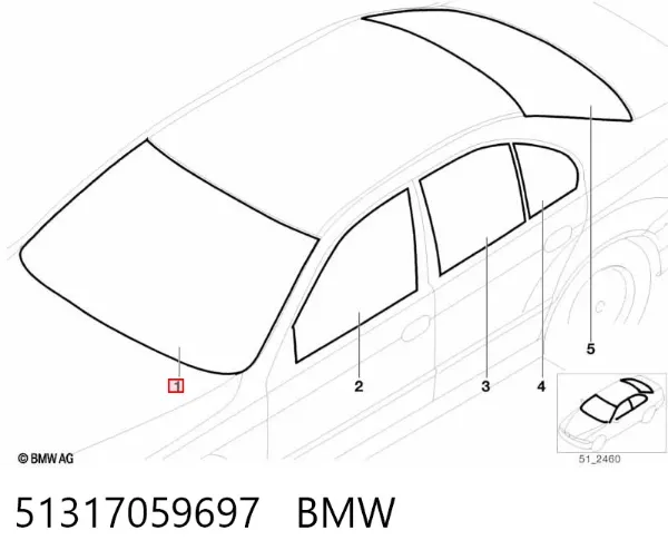 Лобовое стекло 51317059697 BMW