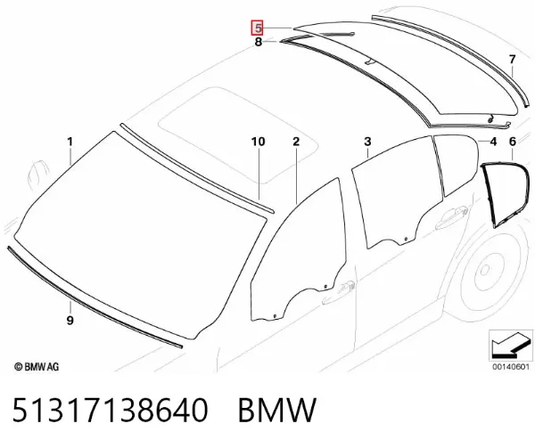 Стекло багажника двери 3/5-й задней (ляды) 51317138640 BMW