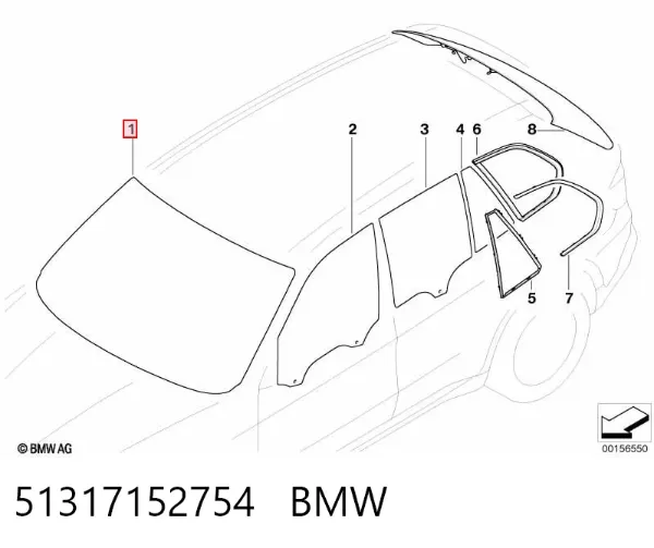 Лобовое стекло 51317152754 BMW