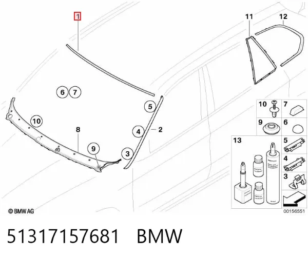 Уплотнитель лобового стекла верхний GS1412P133X Icor