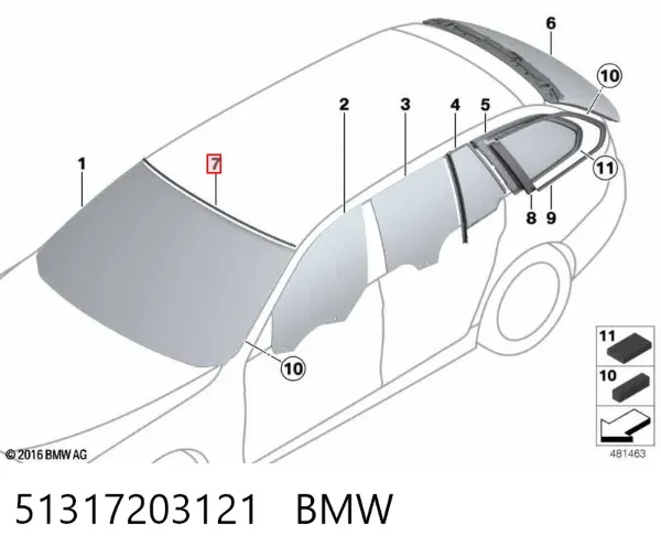 Молдинг лобового стекла верхний 51317203121 BMW