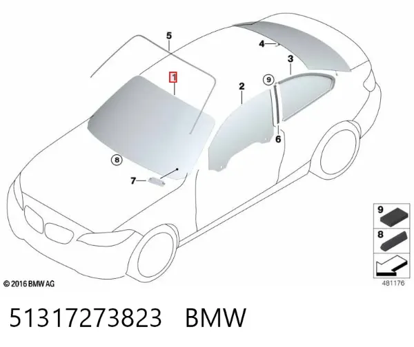 Лобовое стекло 51317273823 BMW