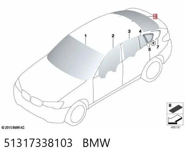 Стекло багажника двери 3/5-й задней (ляды) 51317338103 BMW