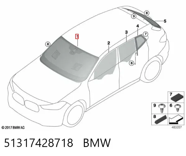 Лобовое стекло 51317428718 BMW