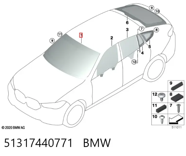 Лобовое стекло 51317440771 BMW