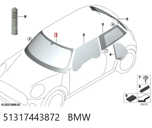 Лобовое стекло 51317443872 BMW