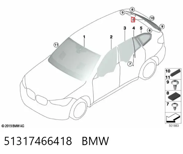 Стекло багажника двери 3/5-й задней (ляды) 51317466418 BMW