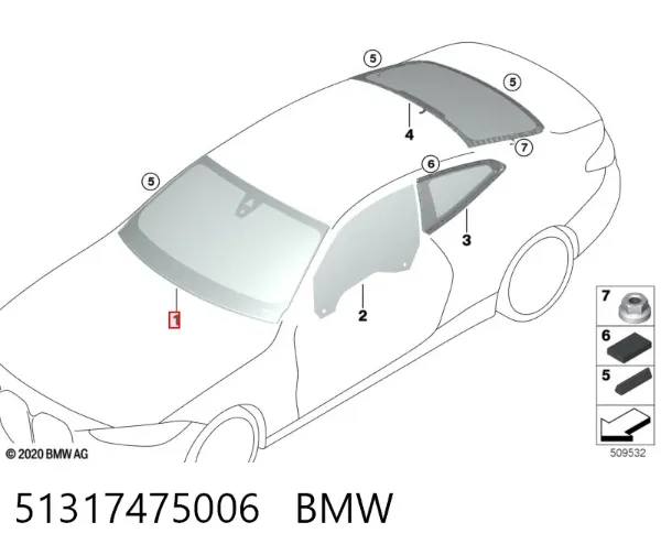 Лобовое стекло 51317475006 BMW