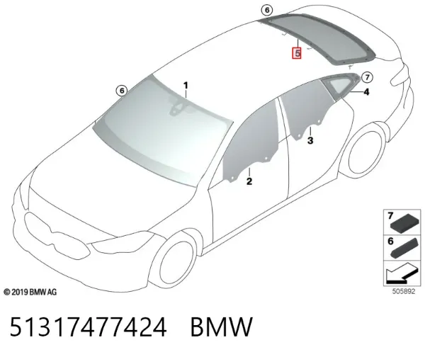 Заднее стекло 51317477424 BMW
