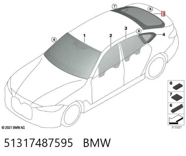 Стекло багажника двери 3/5-й задней (ляды) 51317487595 BMW