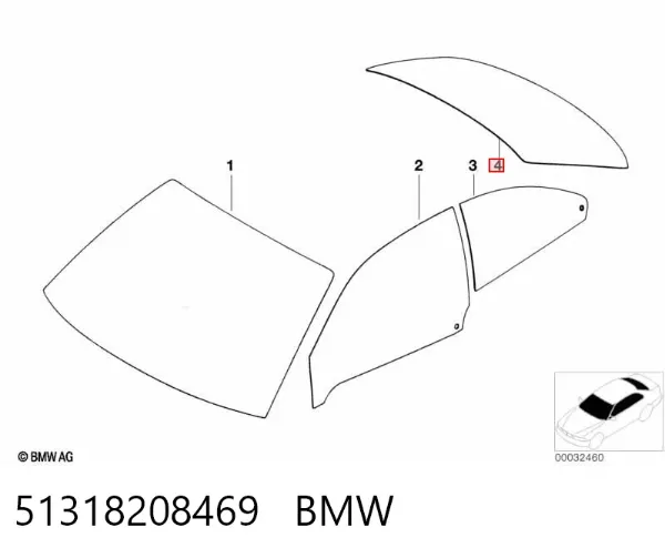Стекло багажника двери 3/5-й задней (ляды) 51318208469 BMW