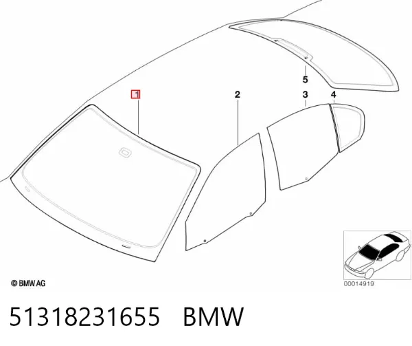 Лобовое стекло 51318231655 BMW