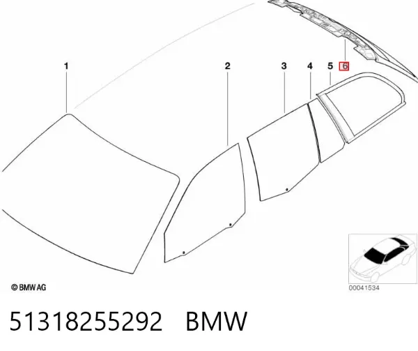 Стекло багажника двери 3/5-й задней (ляды) 51318255292 BMW