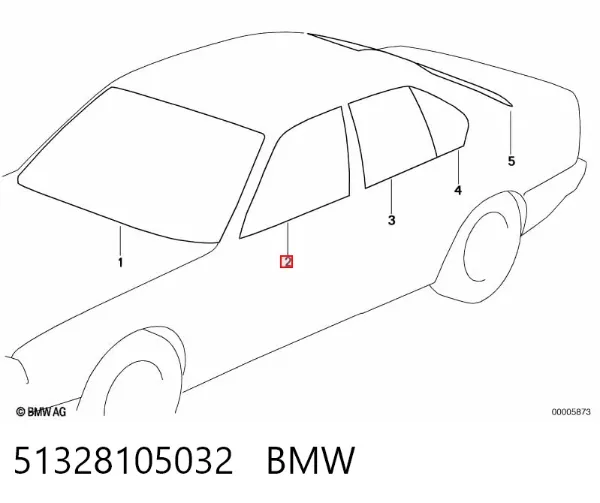 Стекло двери передней правой 51328105032 BMW