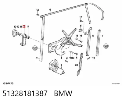 Ручка подъема стекла двери передней BMW 51328181387