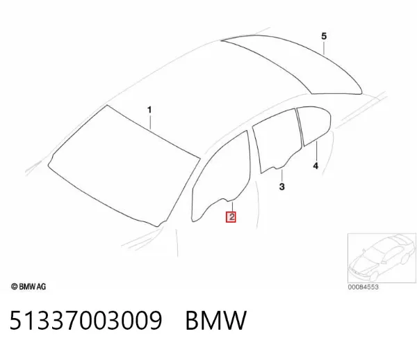Стекло двери передней левой 51337003009 BMW