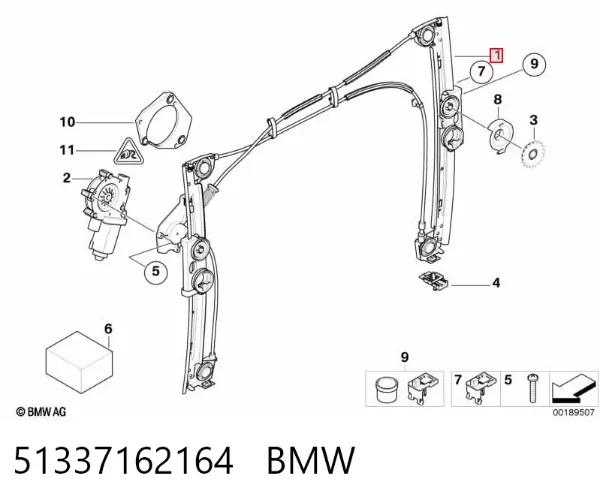 Стеклоподъемник передней правой двери 51337162164 BMW