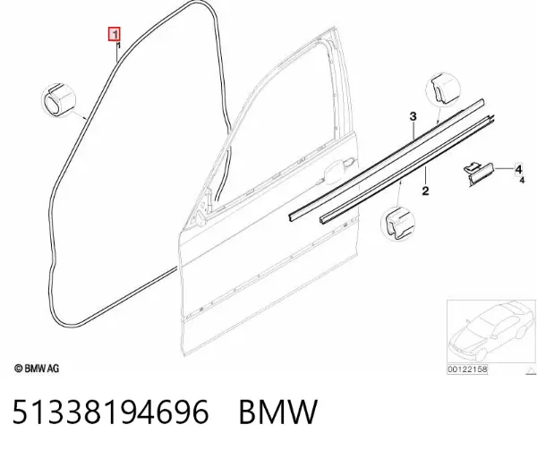 Уплотнитель двери передней правой (на двери) 51338194696 BMW