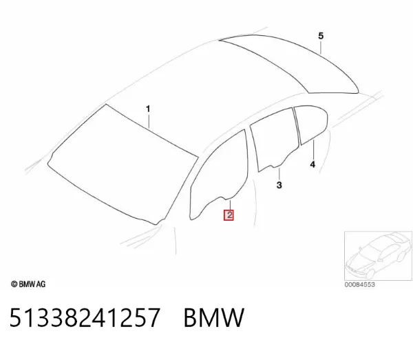 Стекло двери передней левой 51338241257 BMW
