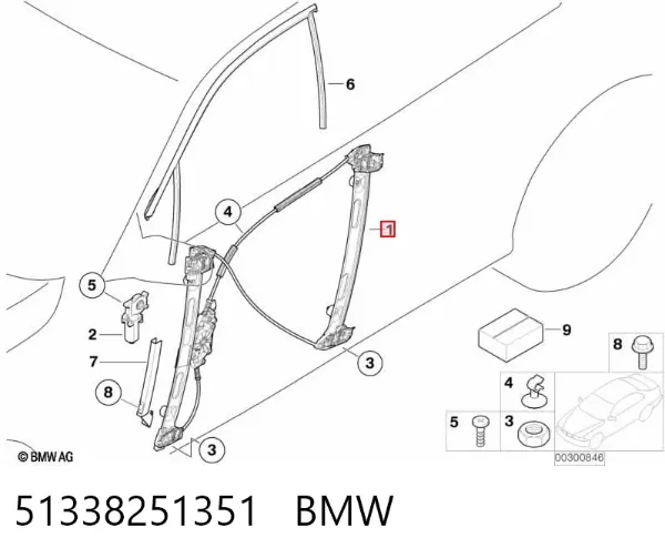 Стеклоподъемник передней левой двери 51338251351 BMW