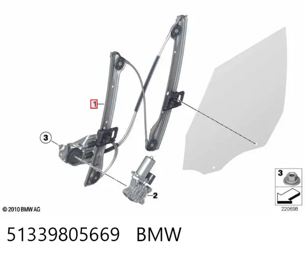 Стеклоподъемник передней левой двери 51339805669 BMW