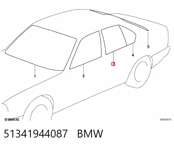 Стекло двери задней левой 51341944087 BMW