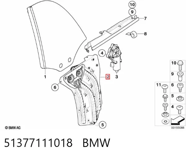 Механизм стеклоподъемника двери задней правой 51377111018 BMW