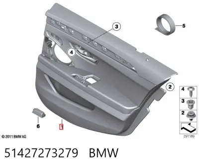Обшивка (облицовка) внутренняя двери задней левой BMW 51427273279
