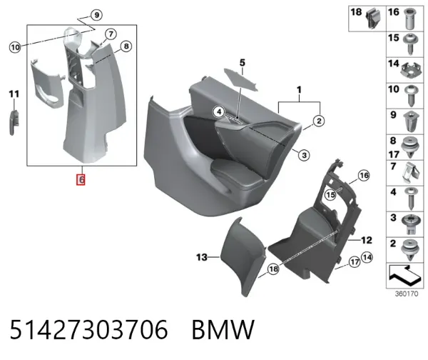Внешняя накладка стойки кузова 51427303706 BMW