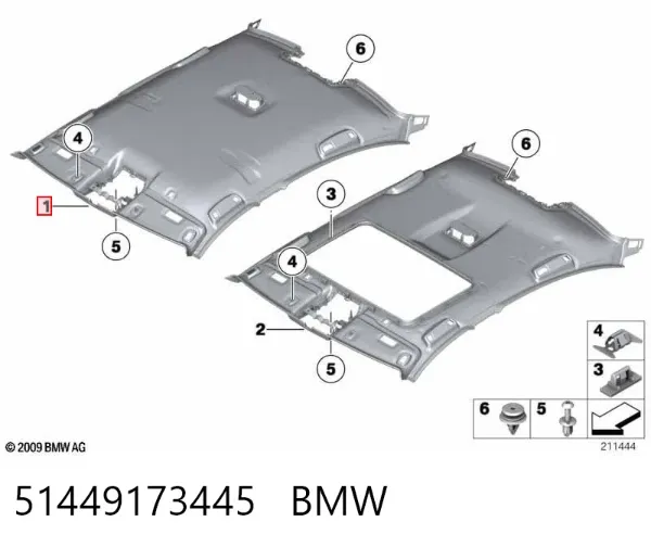 Обивка крыши (потолок) 51449173445 BMW