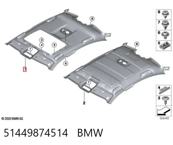Обивка крыши (потолок) 51449874514 BMW