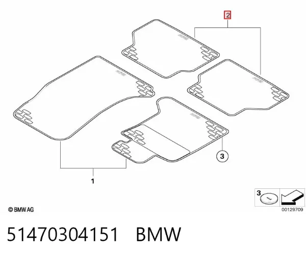 Задние коврики 51470304151 BMW