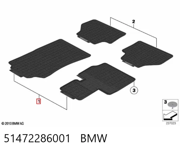 Передние коврики 51472286001 BMW