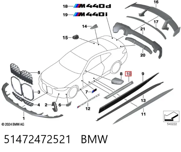 Пороги боковые 51472472521 BMW