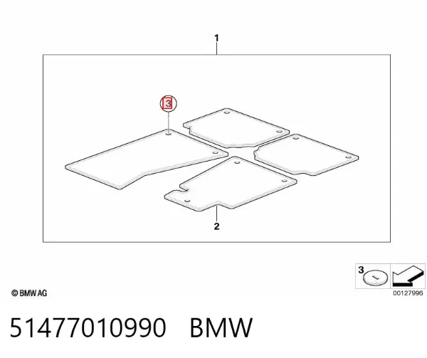 Крепеж ковриков салонных комплект 51477010990 BMW