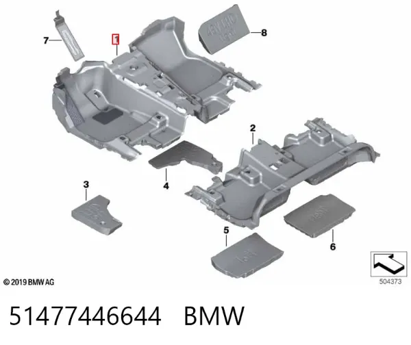 Покрытие напольное салона, переднее 51477446644 BMW