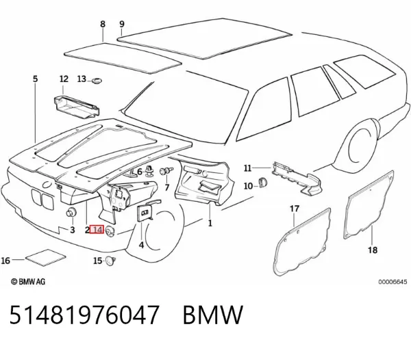 Пистон крепления подкрылок 51481976047 BMW