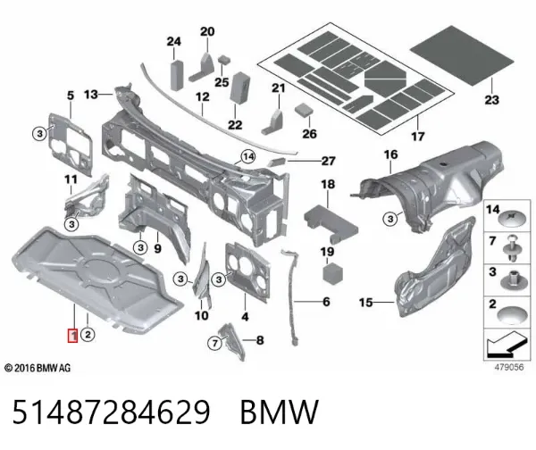 Шумоизоляция капота BMW X5 F15, F85