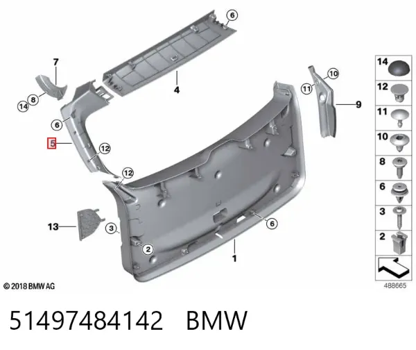 Обшивка (облицовка) крышки багажника (двери 3/5-й задней) 51497484142 BMW