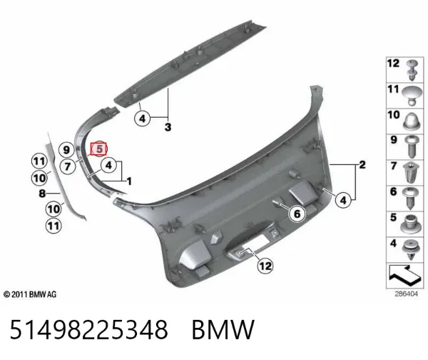 Пистон крепления подкрылок 51498225348 BMW