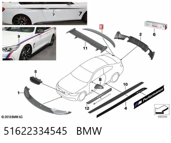 Спойлер багажника (двери 3/5-й задней) 51622334545 BMW