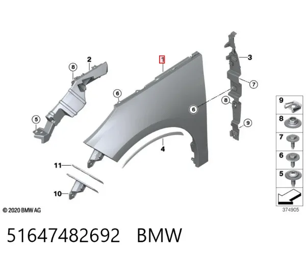 Крыло переднее правое 51647482692 BMW