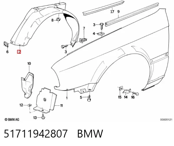 Подкрылок передний левый 51711942807 BMW