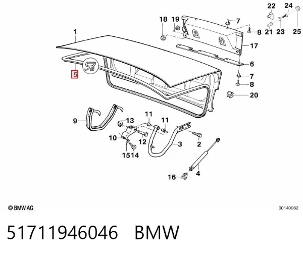 Уплотнитель багажника (двери 3/5-й задней) 51711946046 BMW