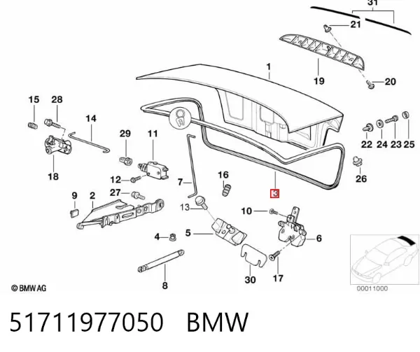 Уплотнитель крышки багажника 51711977050 BMW
