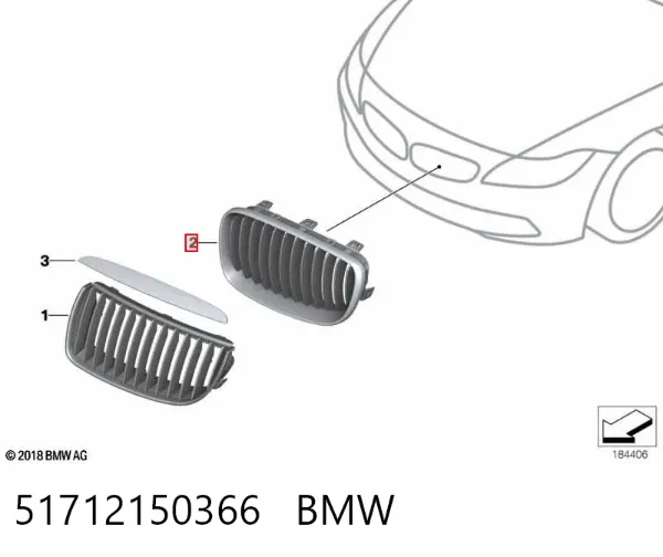 Решетка радиатора 51712150366 BMW