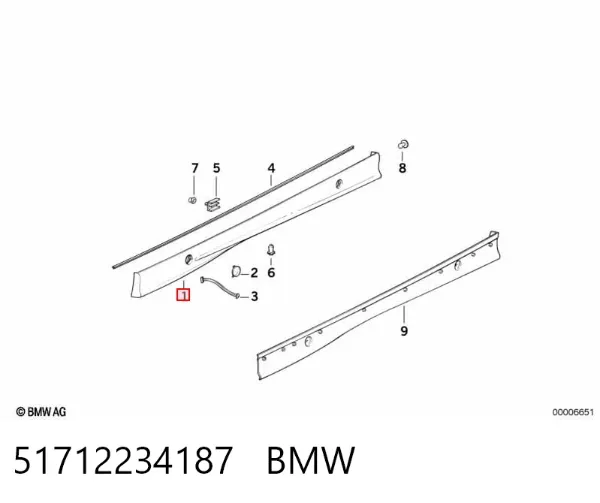 Клипса крепления накладок порогов 51712234187 BMW