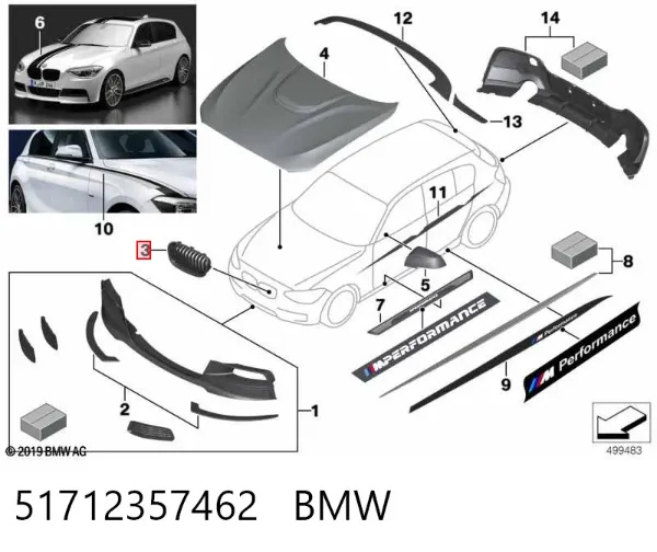 Решетка радиатора правая 51712357462 BMW